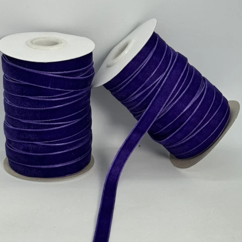 Лента бархат 1 см (25 ярдов/22,75 м.), 57 тёмный фиолетовый