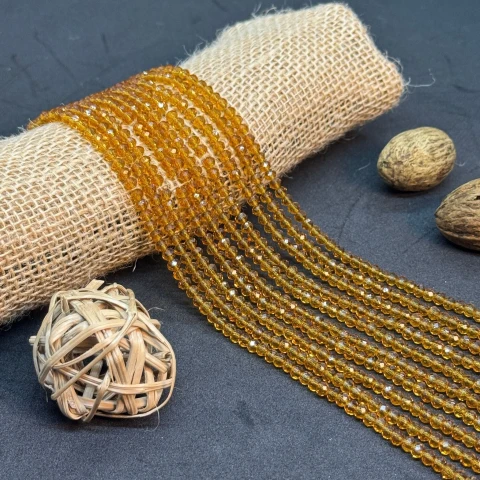 Хрусталь на нитці 4 мм (10*113 шт.), М028 жовтий янтарний