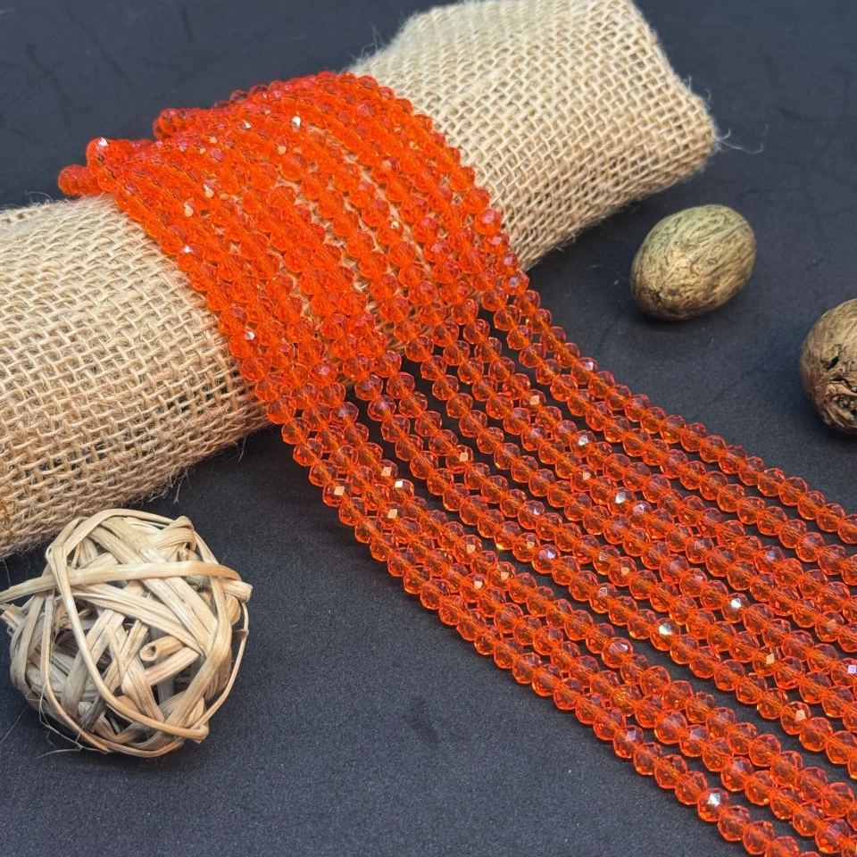 Хрусталь на нитці 6 мм (10*83 шт.), М012 світло помаранчевий