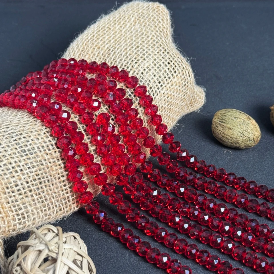 Хрусталь на нитці 8 мм (10*63 шт.), М015 світлий червоний