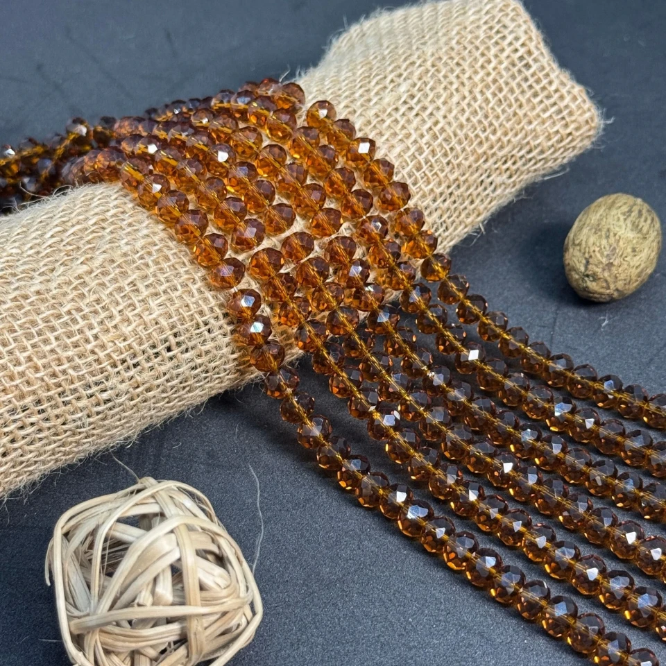 Хрусталь на нитці 8 мм (10*63 шт.), М030 світлий коричневий