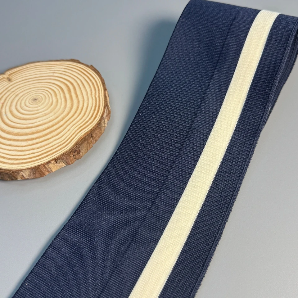 Пояс трикотажний довяз D#4 спорт (8.5см*90 см), синій+молочний