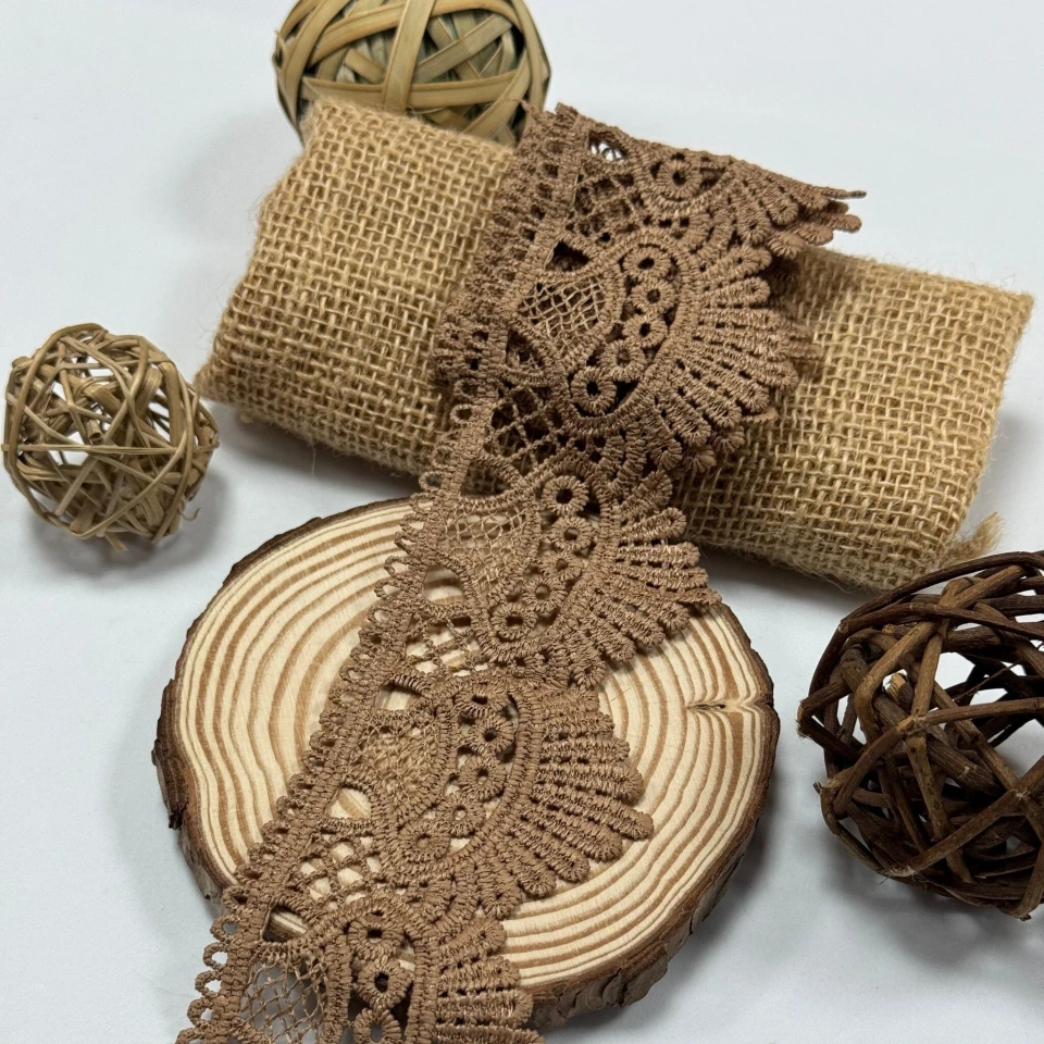 Мереживо поліестер 9049 6 см.(15 ярдів/13.5 м.), коричневий