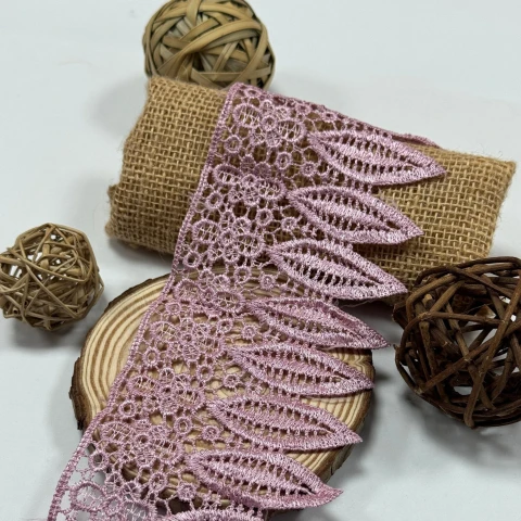 Мереживо поліестер 9090 8,5 см.(15 ярдів/13.5 м.), рожевий