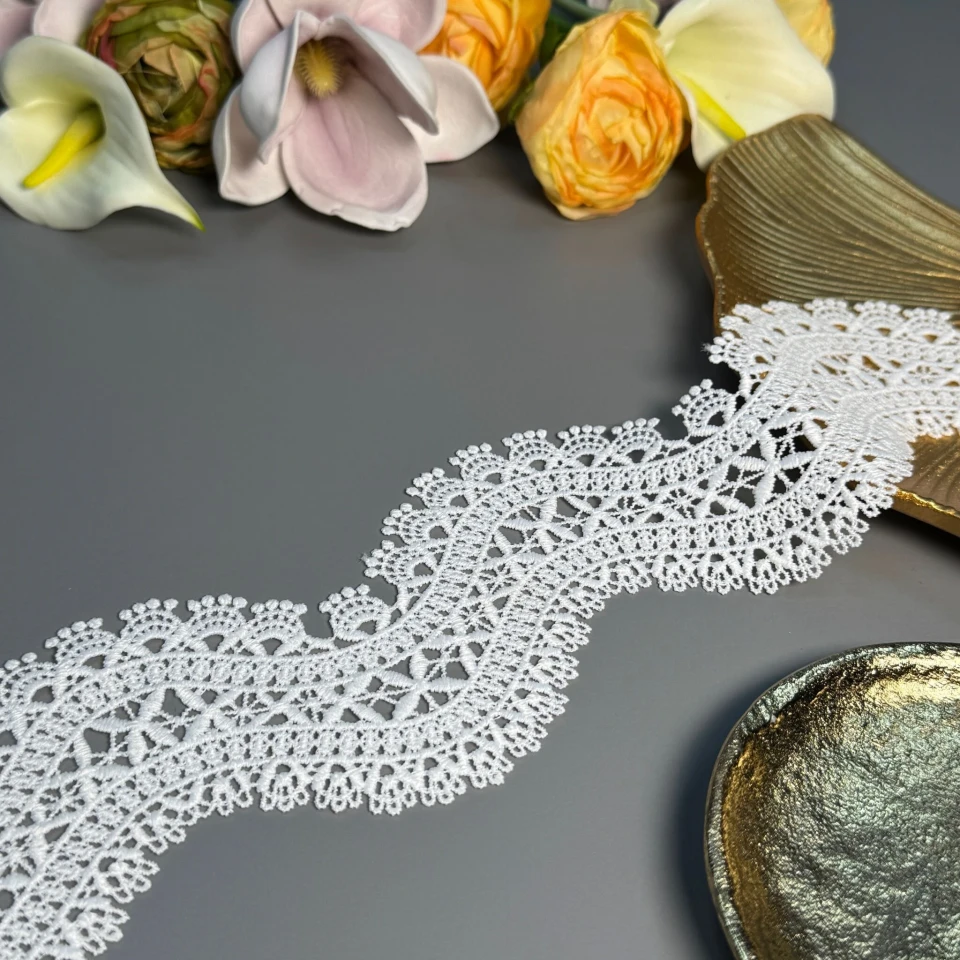 Мереживо поліестер ВВ402361 8,5 см.(15 ярдів/13.5 м.), теплий білий