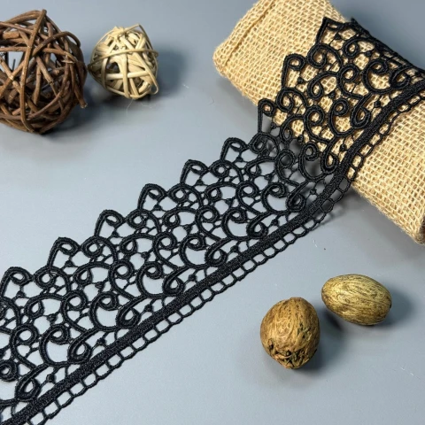 Кружево полиэстер 1928 см. (20 метров), черный (20 метров)