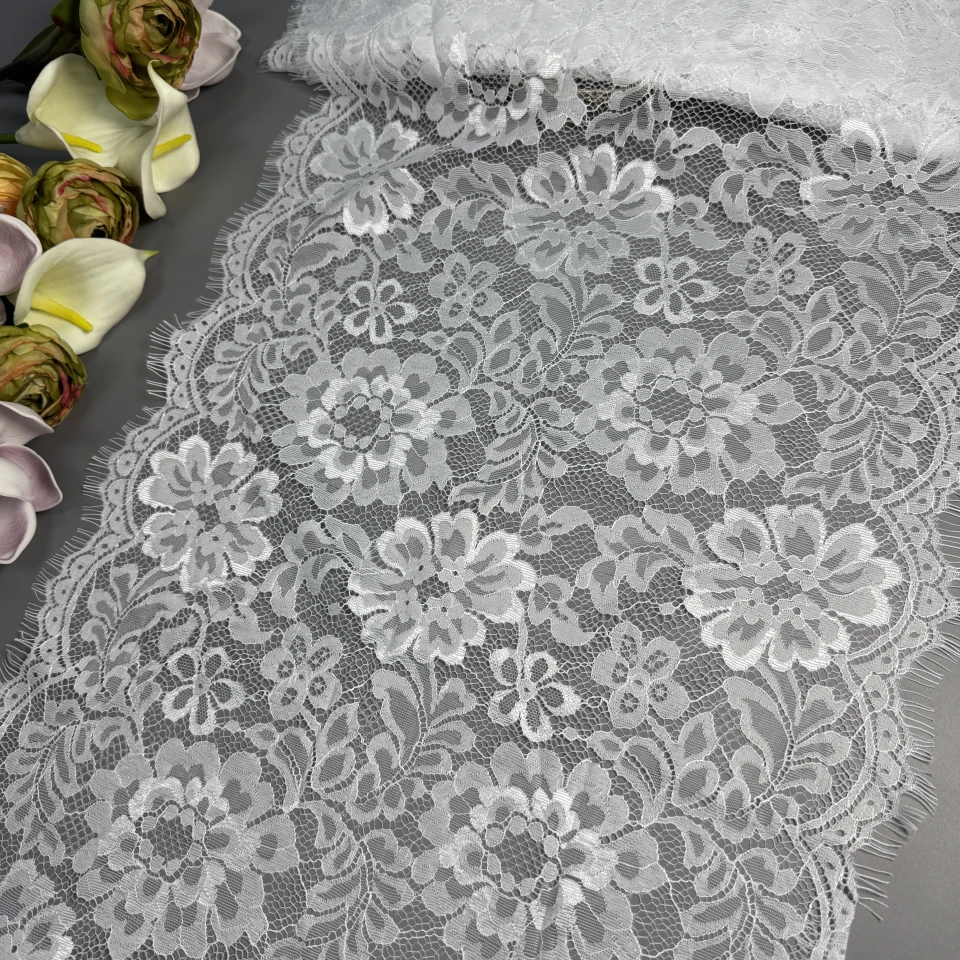 Мереживо французьке 60032 38 см. (10*3 м.), теплий білий