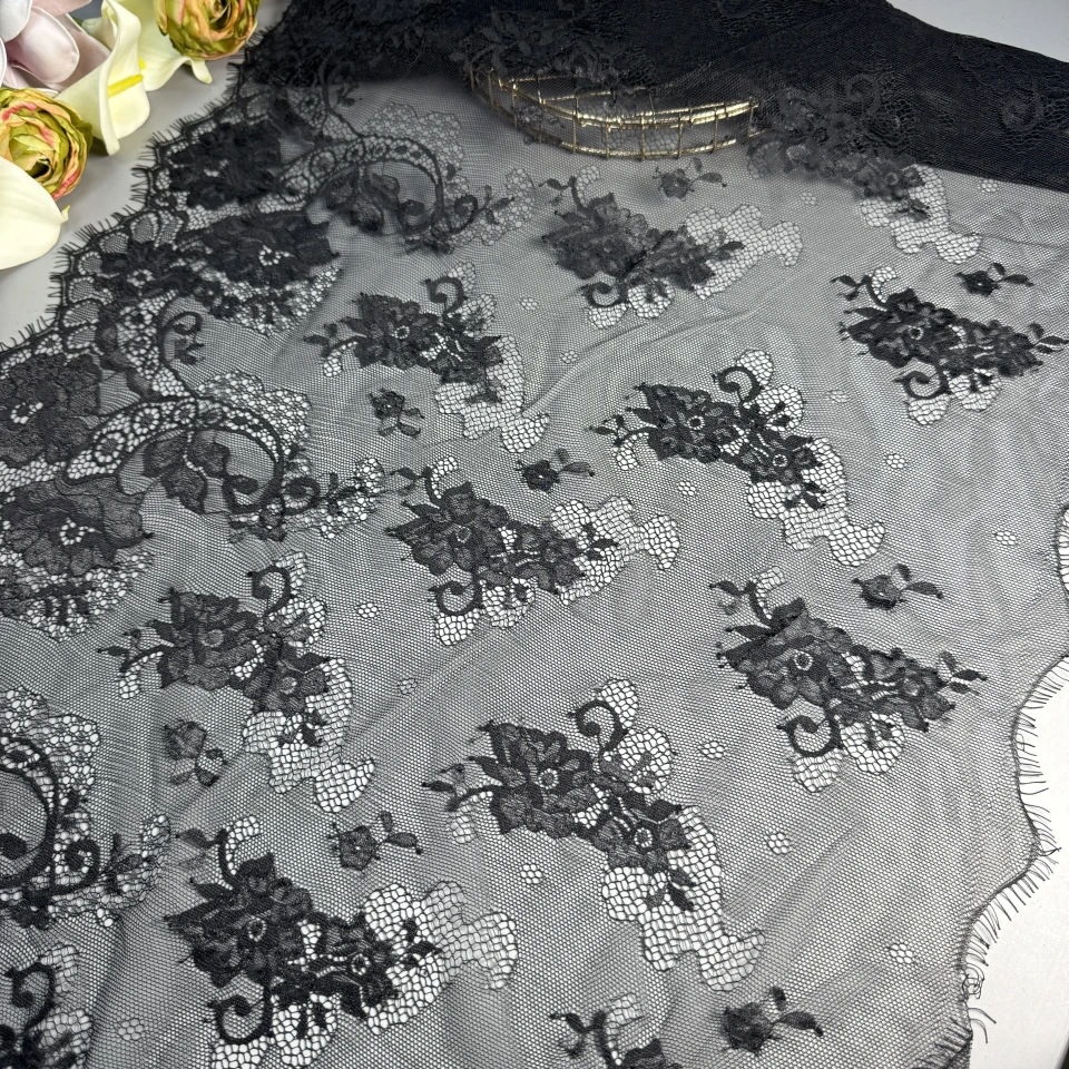 Мереживо французьке 60039 38 см. (10*3 м.), чорний