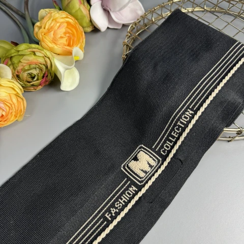 Пояс трикотажний довяз "М" FASHION COLLECTION (13 см*90 см), чорний+бежевий