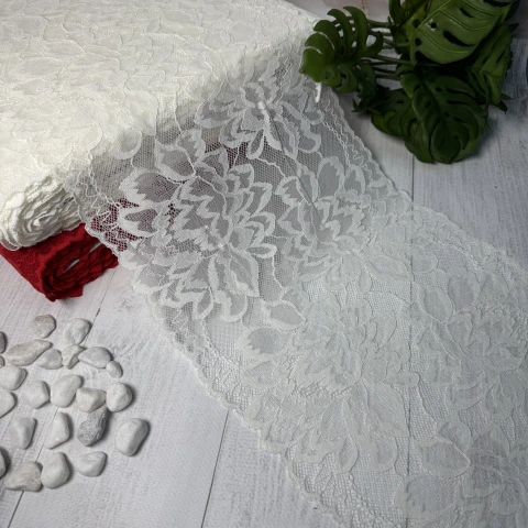Мереживо стрейч (1113) 21,5 см (25 м.), білий