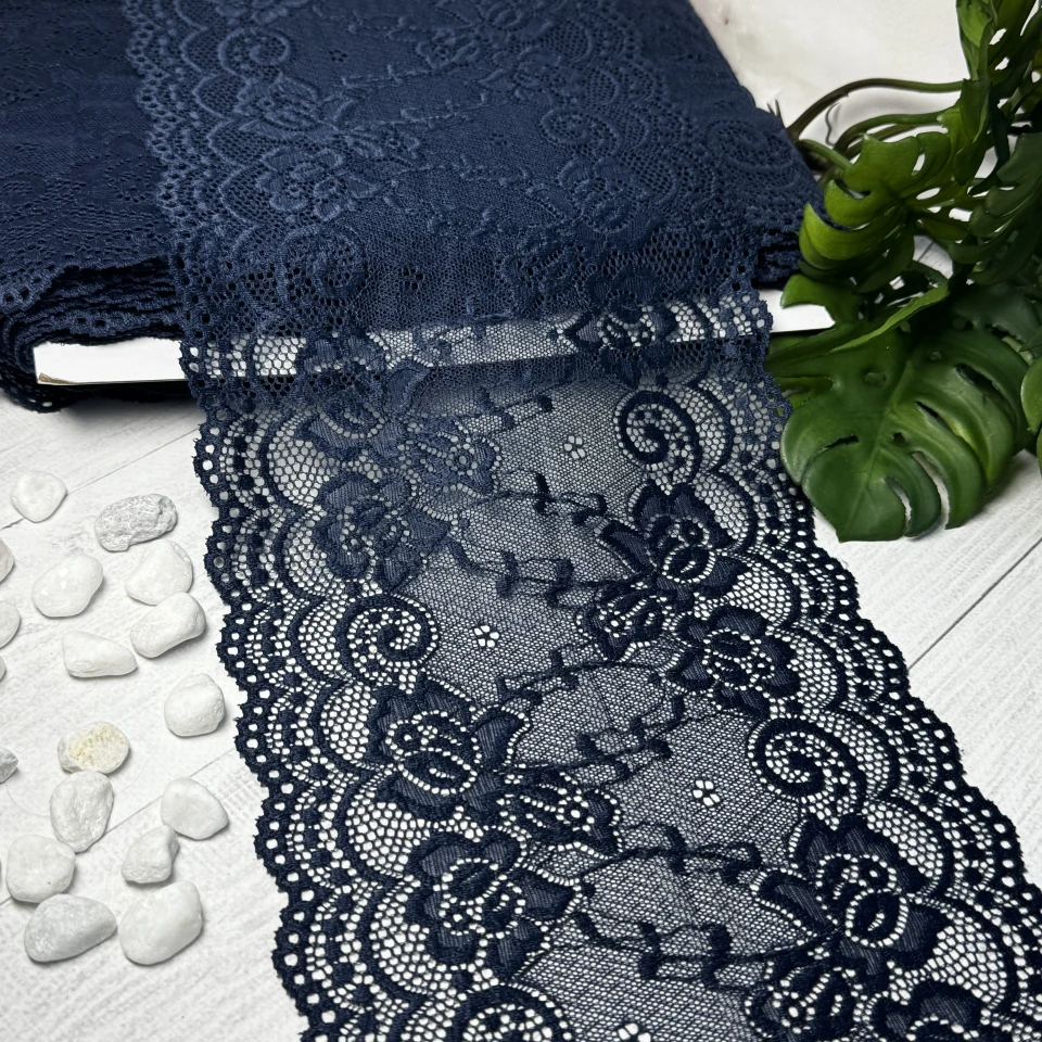 Мереживо стрейч (1121) 20,5 см (25 м.), темно-синій