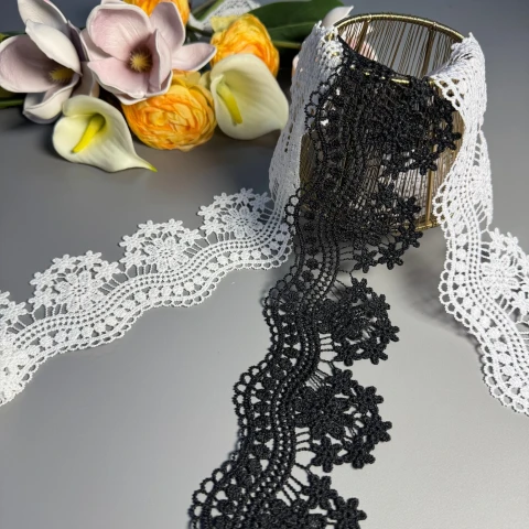 Мереживо поліестер ВВ202047 8 см.(15 ярдів/13.5 м.), білий