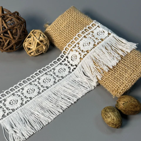 Кружево полиэстер 214 7.5 см (20 метров), молочный