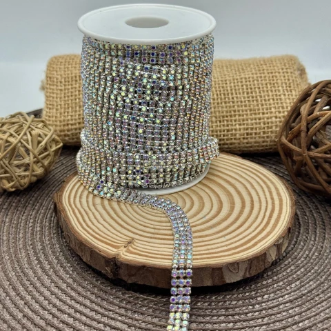 Цепі камні на бабінах ss 12 3 ряда 3 мм (10 ярдів), срібло АВ