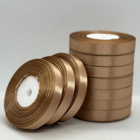 Лента атласная 1.2 см (10*36 ярдов), 67 светлый коричневый