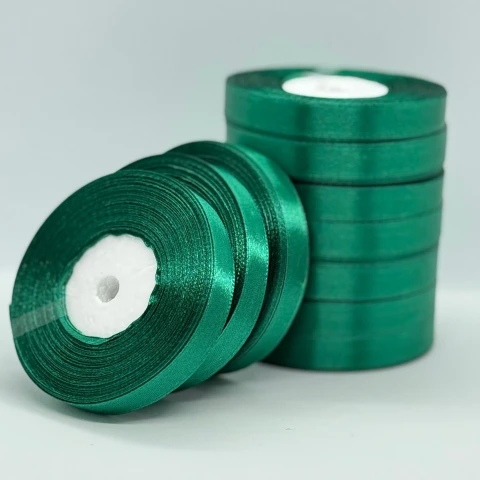 Стрічка атласна 1.2 см (10*36 ярдів), 168 темний зелений
