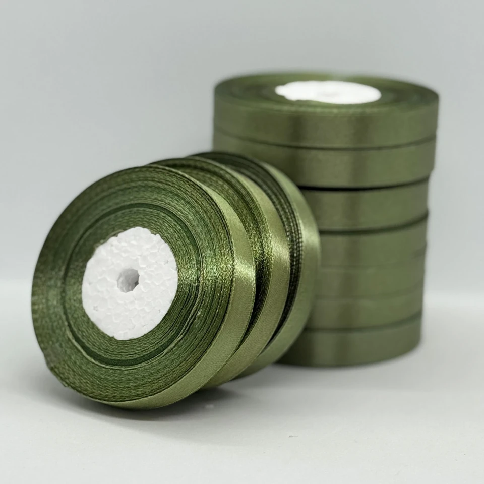 Стрічка атласна 1.2 см (10*36 ярдів), 183 хакі