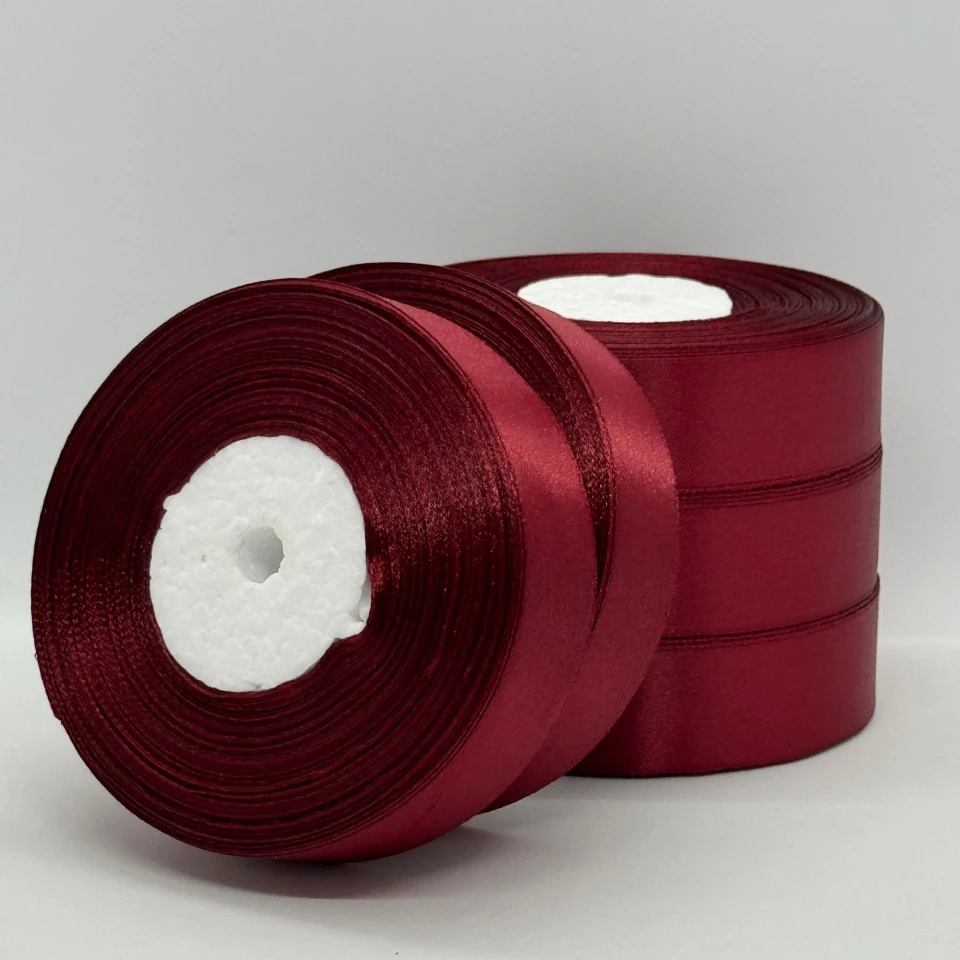 Стрічка атласна 2.5 см (5*36 ярдів), 37 темний бордовий