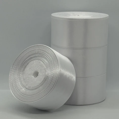 Стрічка атласна 4 см (5*36 ярдів) , світлий молочний