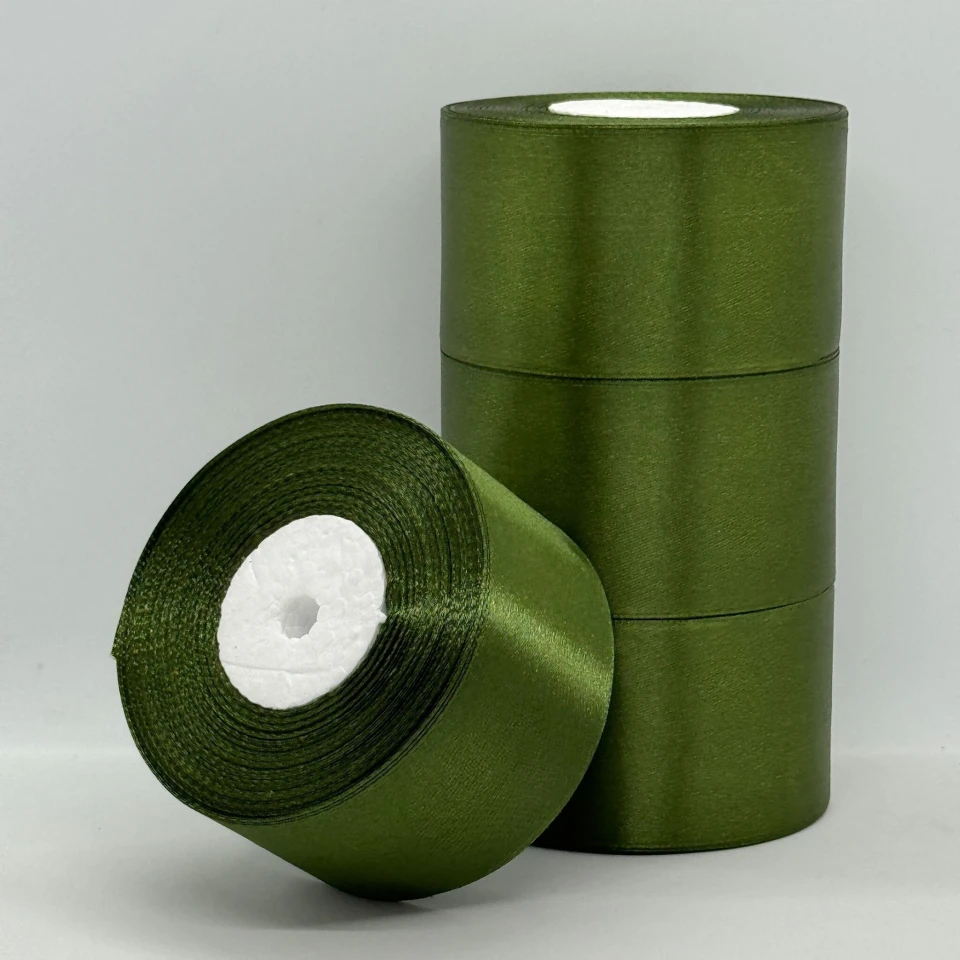 Стрічка атласна 5 см (4*36 ярдів), 113 блідо-оливковий