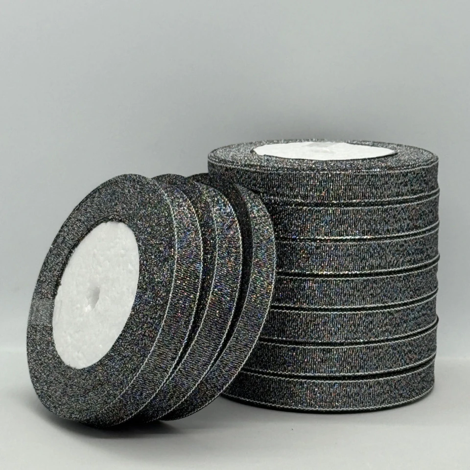 Тасьма парчева 1,2 см (10*25 ярдів/22,75 м.), 111 чорний + срібло