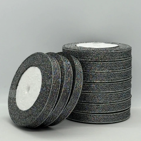 Тасьма парчева 1,2 см (10*25 ярдів/22,75 м.), 111 чорний + срібло