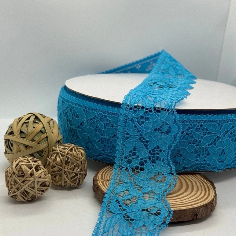 Мереживо поліестр кольорове 101 6 см (100 ярдів/91 м.), 14 лазурний