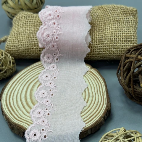 Мереживо прошва 100232 5,5 см.(32 ярдів/29,26 м.), рожевий