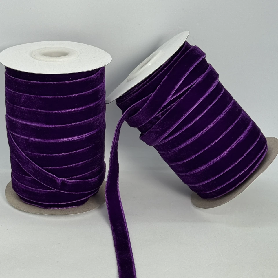 Стрічка оксамит 1 см (25 ярдів/22,75 м.), 58 баклажан