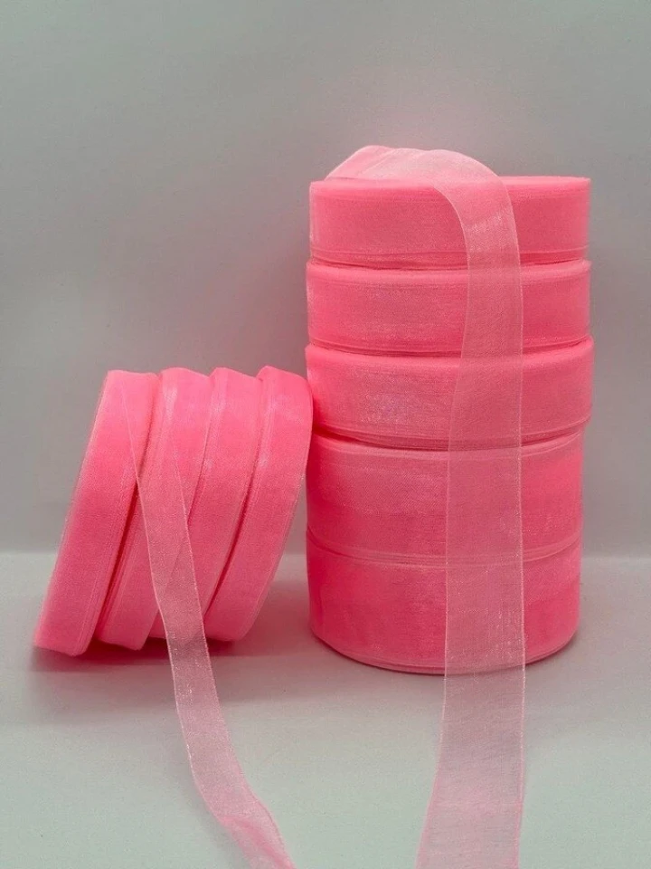 Стрічка органза 2,5 см (5*50 ярдів/45 м.), 1005 рожевий