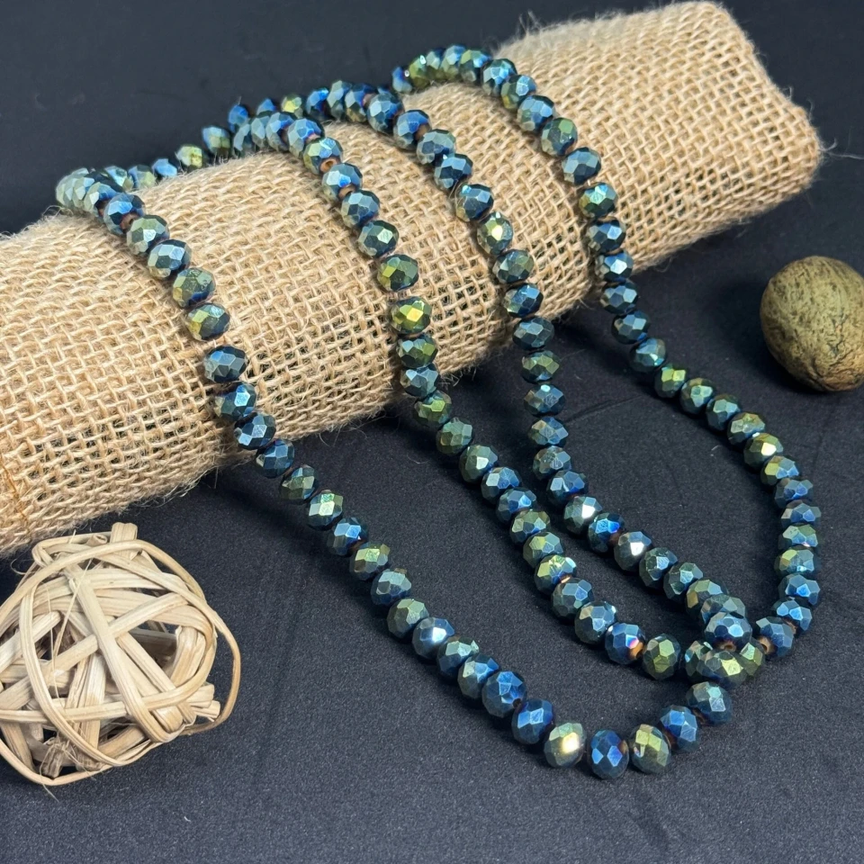 Хрусталь на нитці 8 мм (10*63 шт.), М096 темний зелений