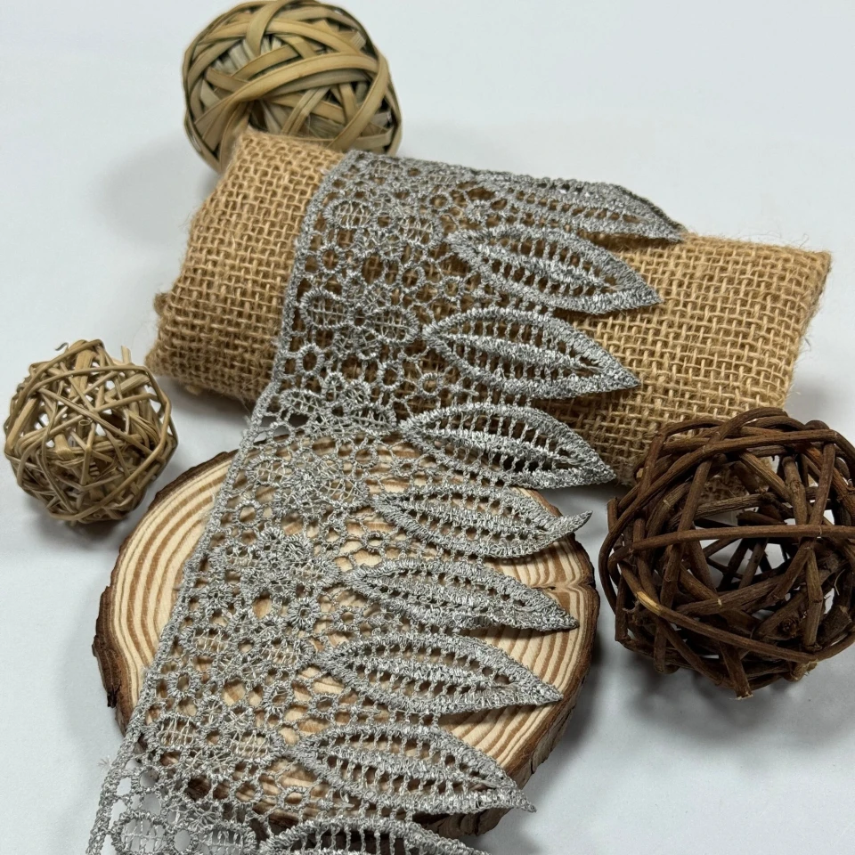 Мереживо поліестер 9090 8,5 см.(15 ярдів/13.5 м.), сірий