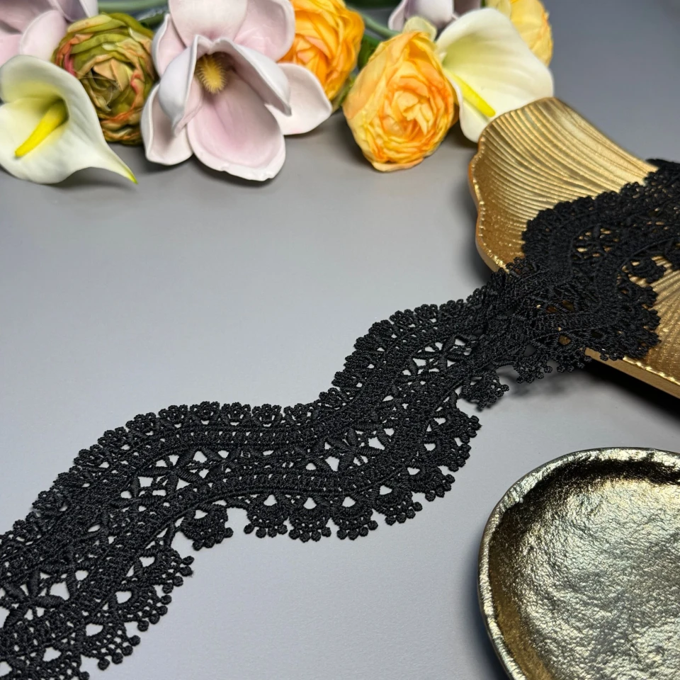 Мереживо поліестер ВВ402361 8,5 см.(15 ярдів/13.5 м.), чорний