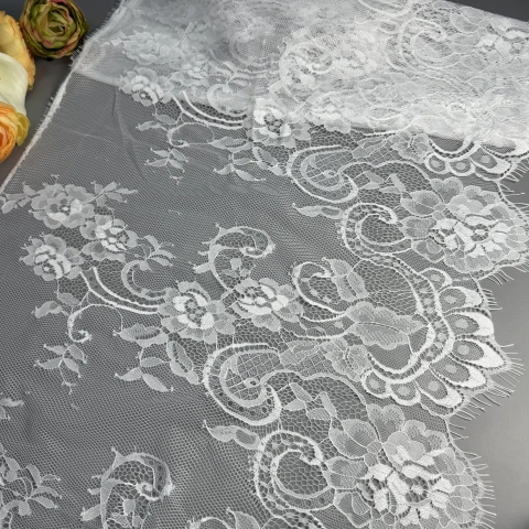 Мереживо французьке 60036 44 см. (10*3 м.), теплий білий