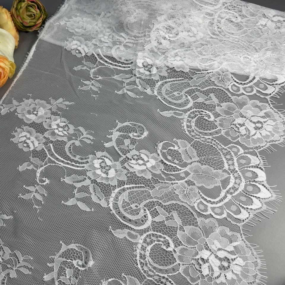 Мереживо французьке 60036 44 см. (10*3 м.), теплий білий