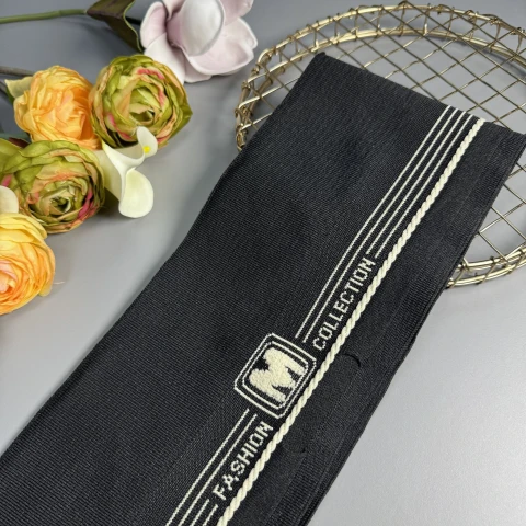 Пояс трикотажний довяз "М" FASHION COLLECTION (13 см*90 см), чорний+молочний