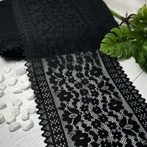 Мереживо стрейч (1124) 20 см (25 м.), чорний