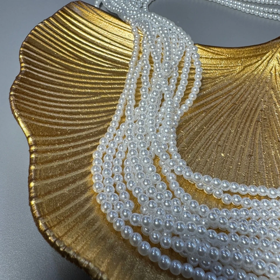 Перли на нитці 4 мм 1 кг, білий