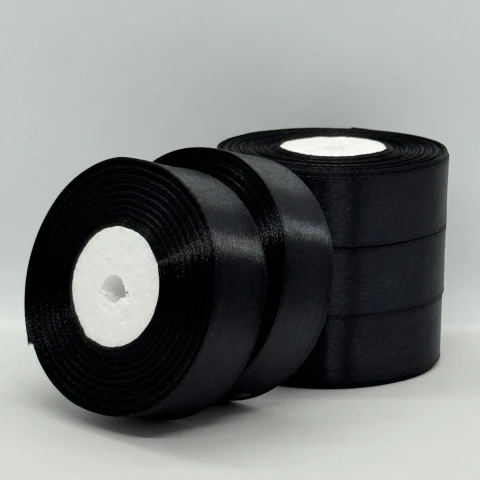Стрічка атласна 2.5 см (5*36 ярдів), чорний