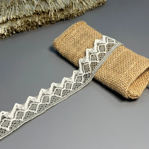 Мереживо макраме 11-4 (200 ярдів/182,8 м.), сірий+бежевий