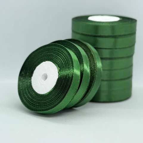 Стрічка атласна 1.2 см (10*36 ярдів), 49 зелена трава