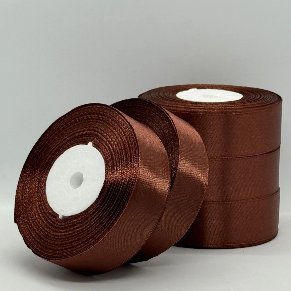 Стрічка атласна 2.5 см (5*36 ярдів), 70 шоколад