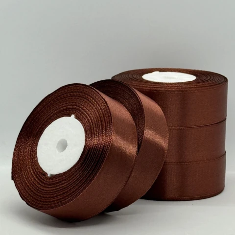 Стрічка атласна 2.5 см (5*36 ярдів), 70 шоколад