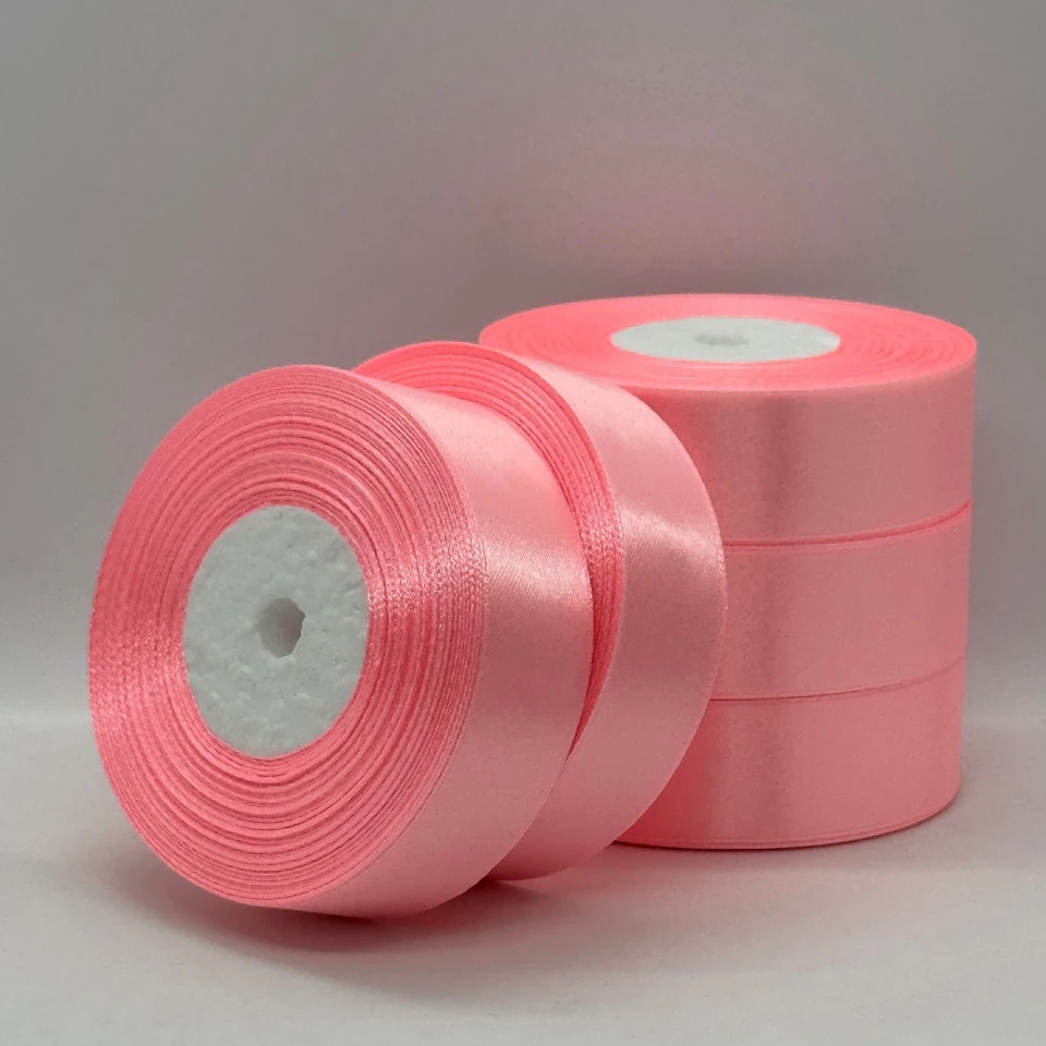 Стрічка атласна 2.5 см (5*36 ярдів), 66 блідий рожевий