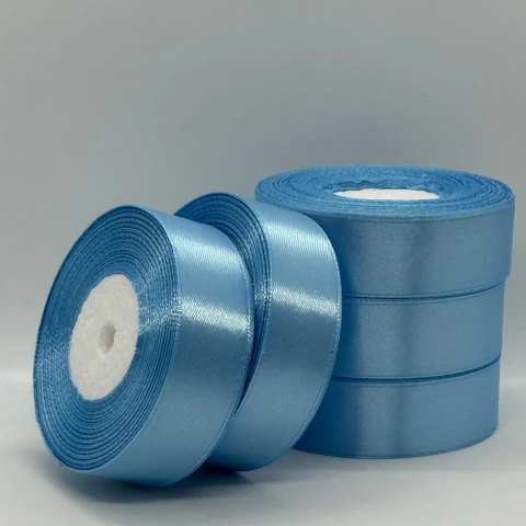 Стрічка атласна 2.5 см (5*36 ярдів), 187 блакитний