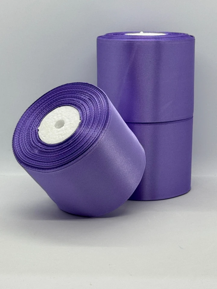 Стрічка атласна 7.5 см (3*36 ярдів), 21 бузковий