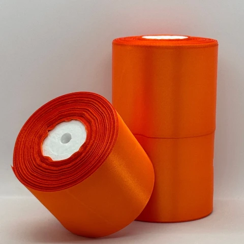 Лента атласная 7.5 см (3*36 ярдов), 144 оранжевый