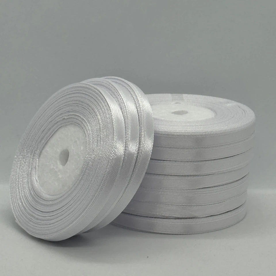 Стрічка атласна 0.6 см (10*36 ярдів), 01 білий