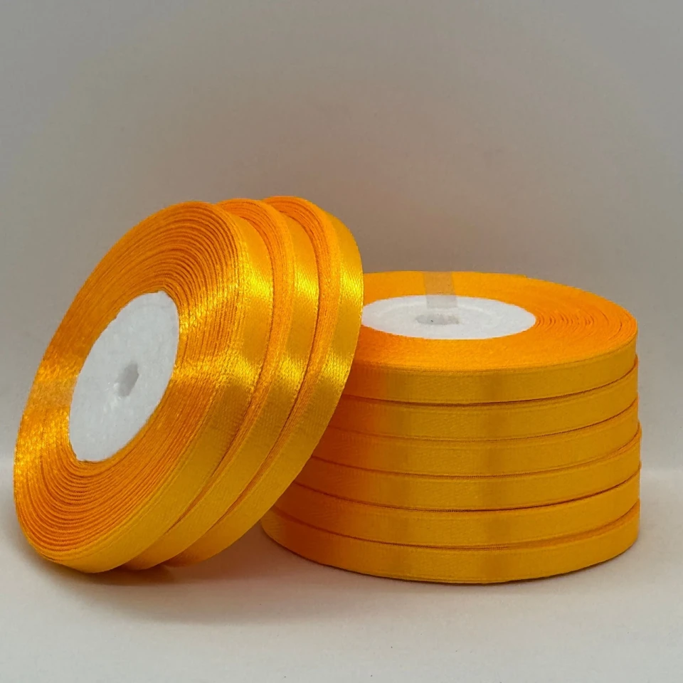 Стрічка атласна 0.6 см (10*36 ярдів), 16 темний жовтий