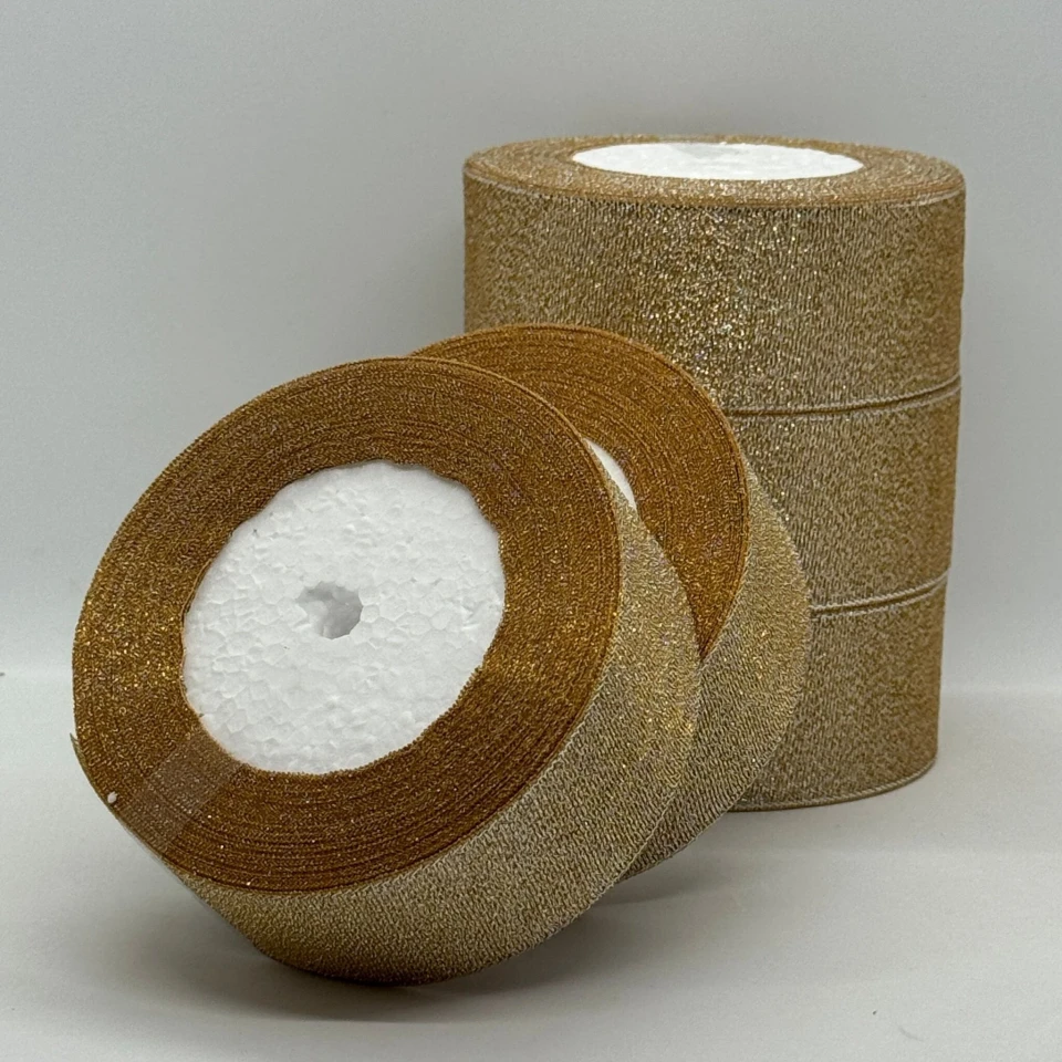 Тасьма парчева 4 см (5*25 ярдів/ 22,75 м.), 87 бежевий + срібло